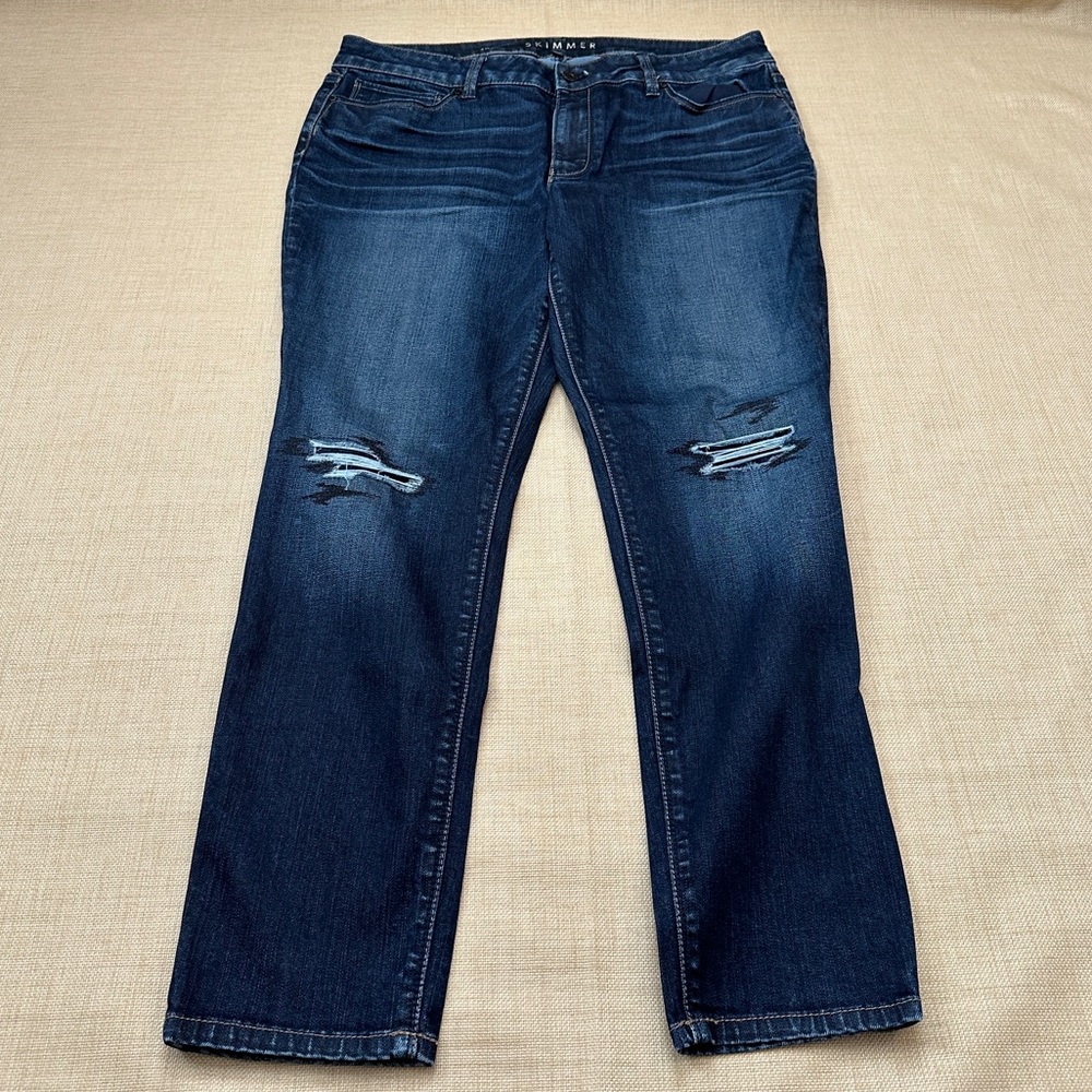 WHBM Distressed 'The Skimmer' Faux Knee Holes Jeans 28in Inseam
